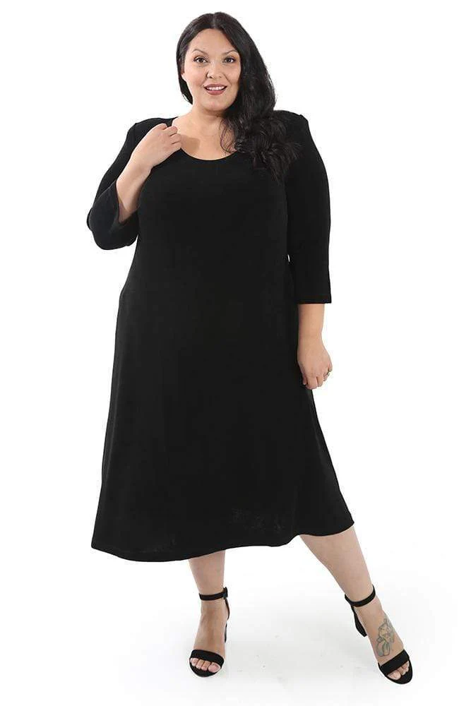 Vikki Vi Classic Black 3/4 Sleeve A-Line Dress - Image 4