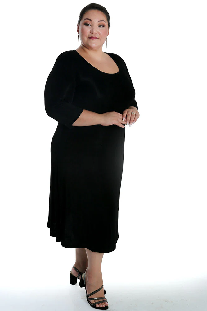 Vikki Vi Classic Black 3/4 Sleeve A-Line Dress - Image 6
