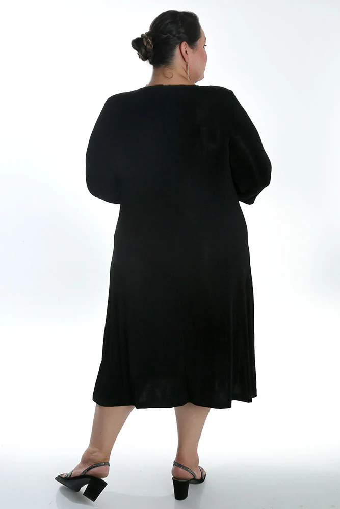 Vikki Vi Classic Black 3/4 Sleeve A-Line Dress - Image 7