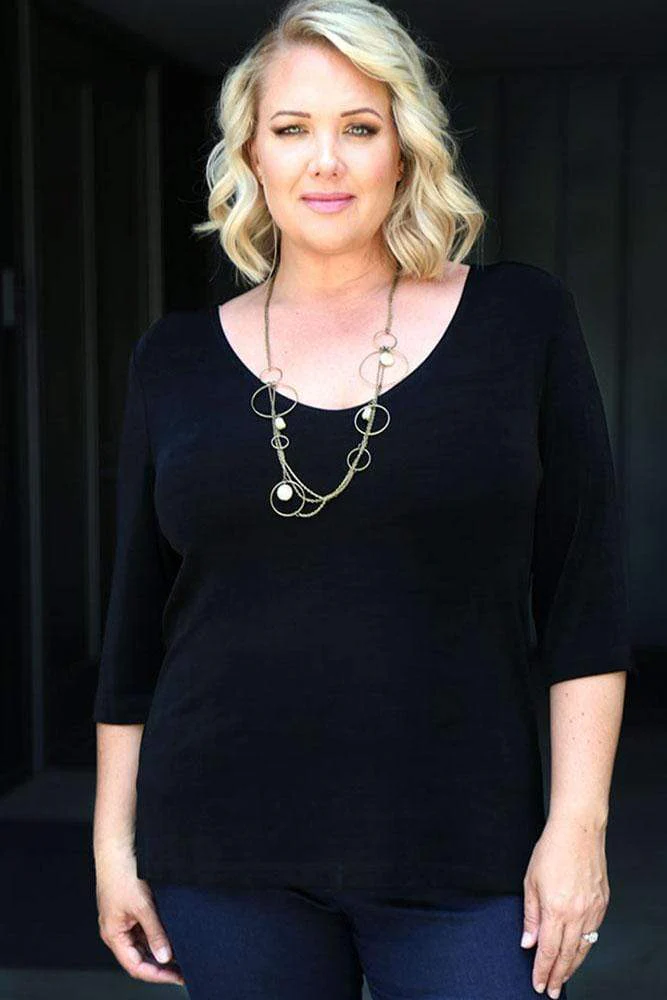 Vikki Vi Classic Black Deep Scoop Neck Top - Image 3