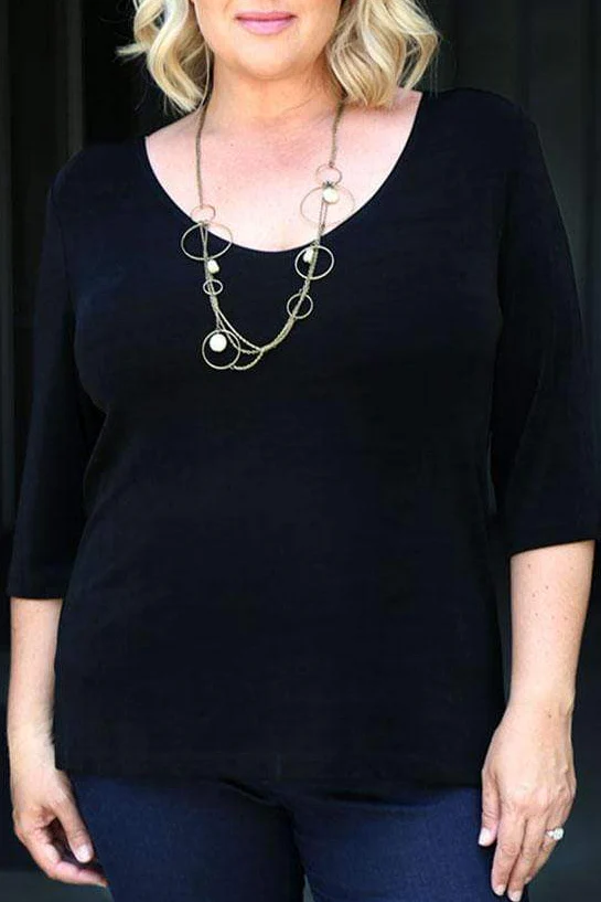 Vikki Vi Classic Black Deep Scoop Neck Top - Image 6