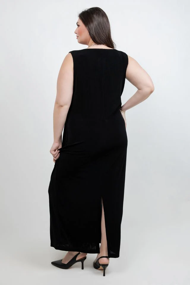 Vikki Vi Classic Black Jewel Neckline Maxi Dress - Image 5