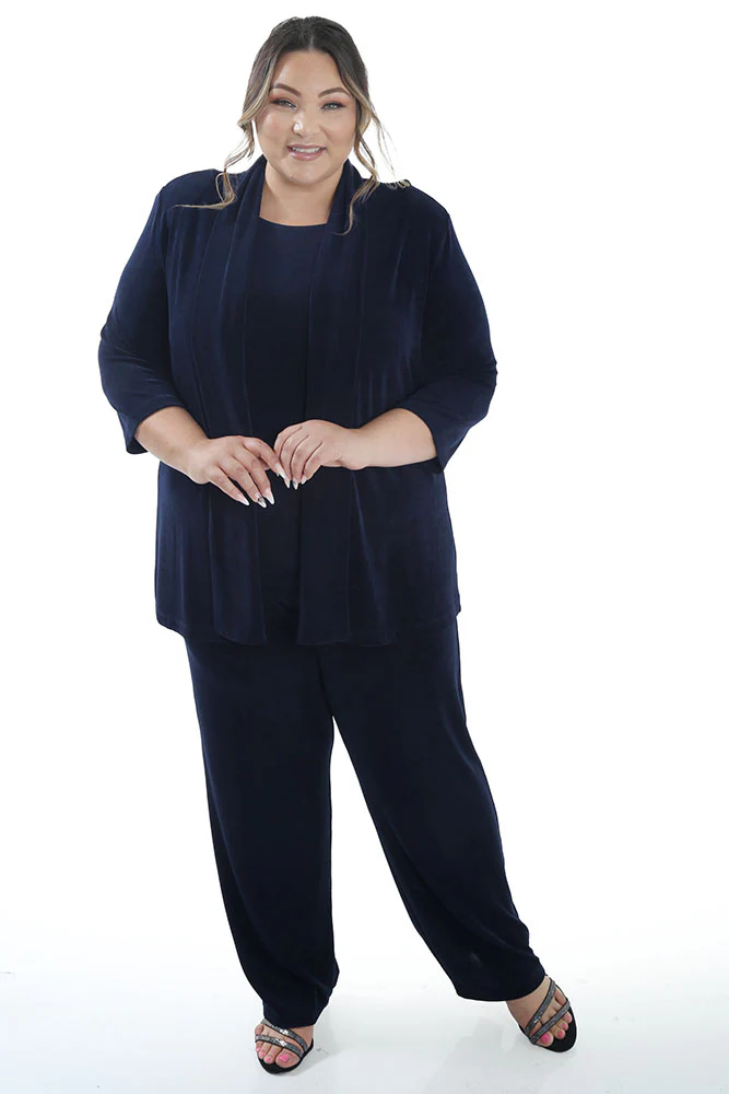 Vikki Vi Classic Navy 3/4 Sleeve Kimono Jacket - Image 3