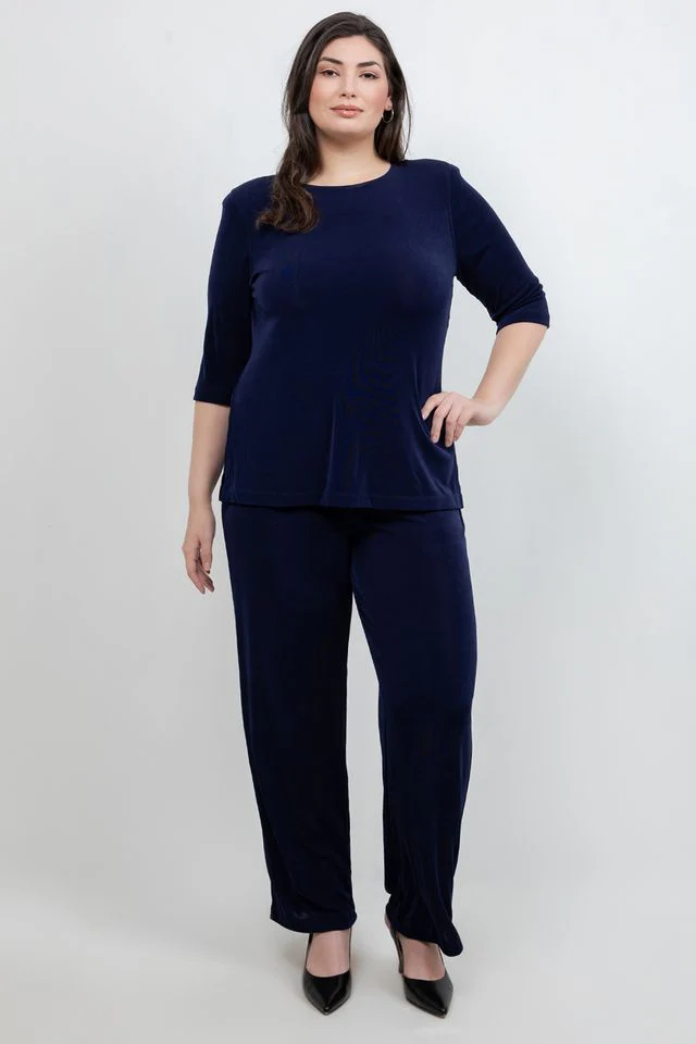 Vikki Vi Classic Navy 3/4 Sleeve Top - Image 3