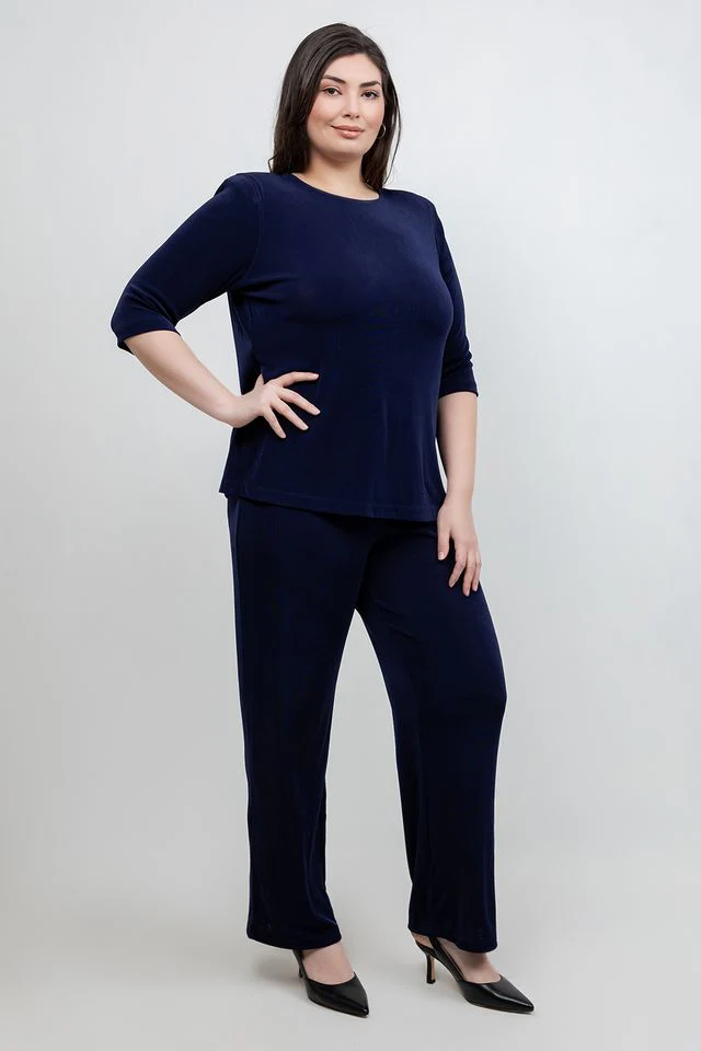 Vikki Vi Classic Navy 3/4 Sleeve Top - Image 4