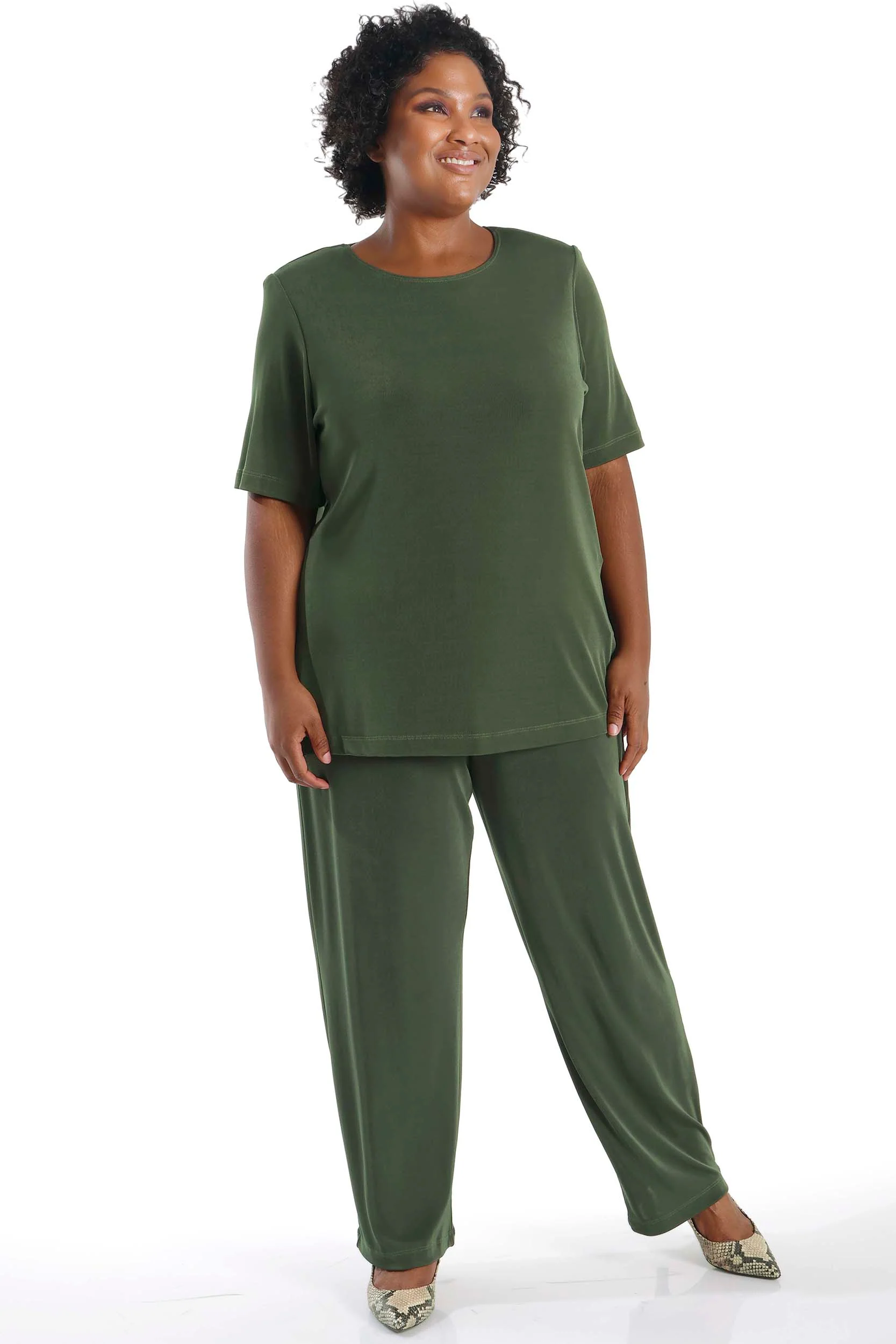 Vikki Vi Classic Olive Pull on Pant - Image 3
