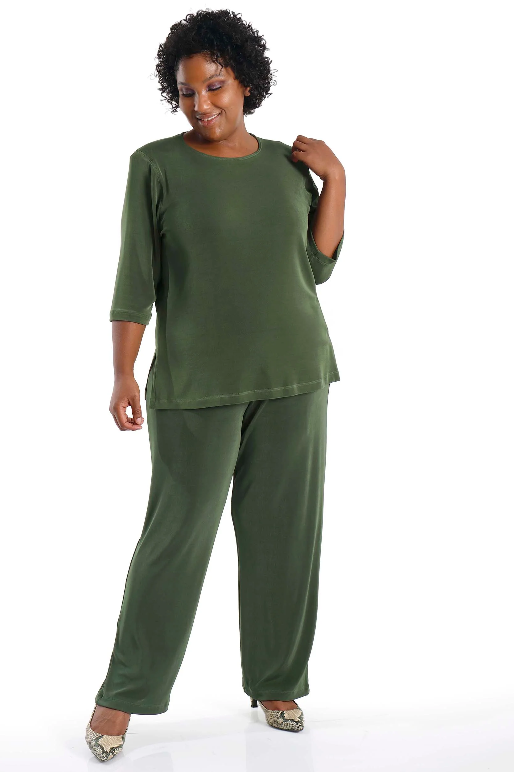 Vikki Vi Classic Olive Pull on Pant - Image 8