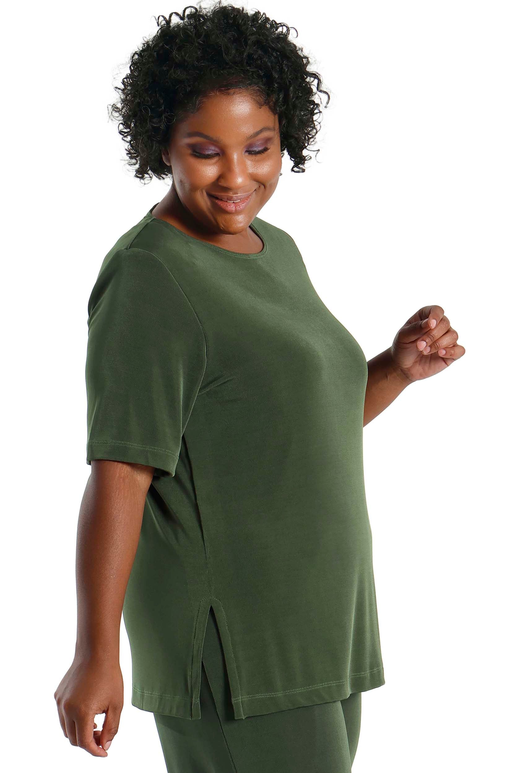 Vikki Vi Classic Olive Short Sleeve Tunic - Image 4