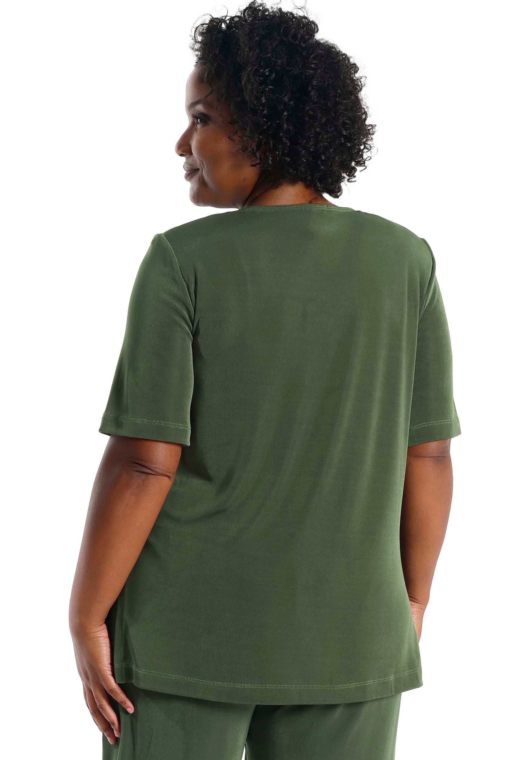 Vikki Vi Classic Olive Short Sleeve Tunic - Image 5