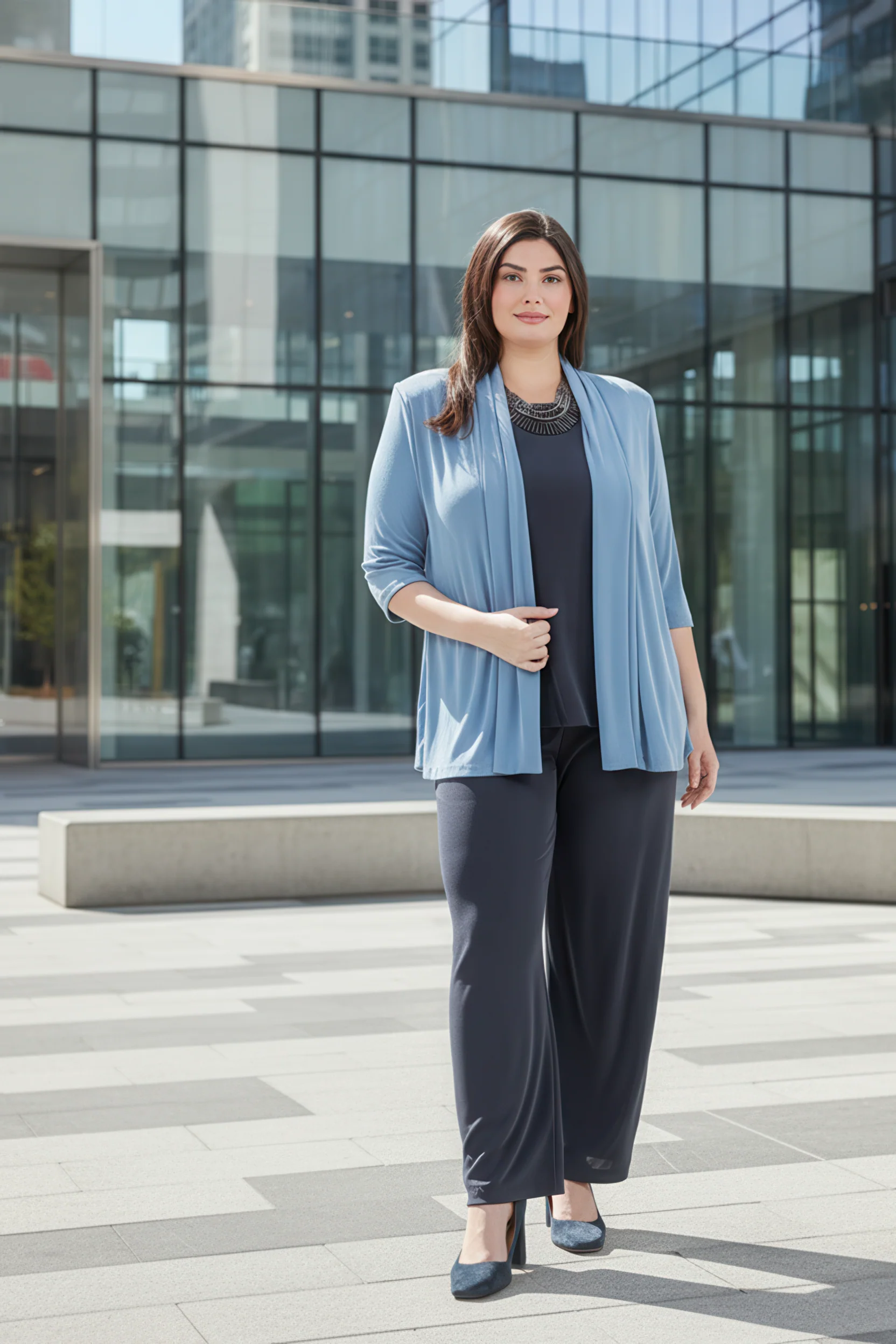 Vikki Vi Classic Powder Blue 3/4 Sleeve Kimono Jacket - Image 3