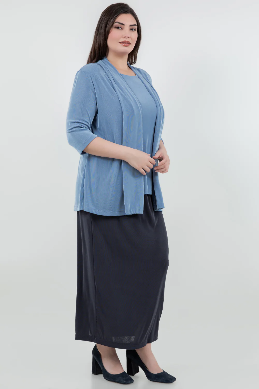 Vikki Vi Classic Powder Blue 3/4 Sleeve Kimono Jacket - Image 5