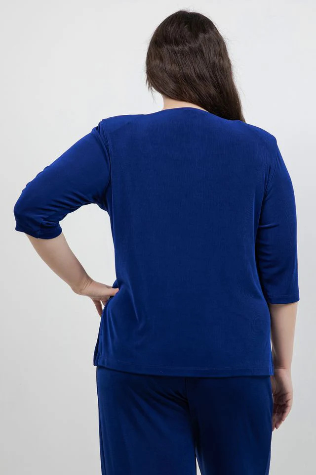 Vikki Vi Classic Royal Blue 3/4 Sleeve Top - Image 5