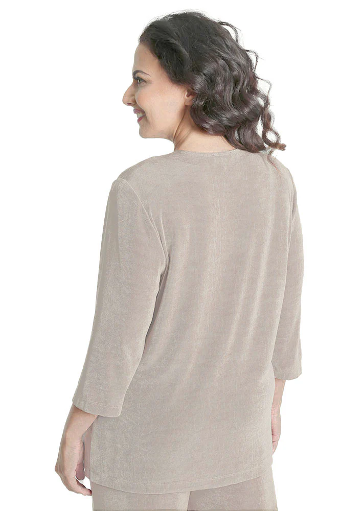Vikki Vi Classic Sand 3/4 Sleeve Cardigan - Image 3