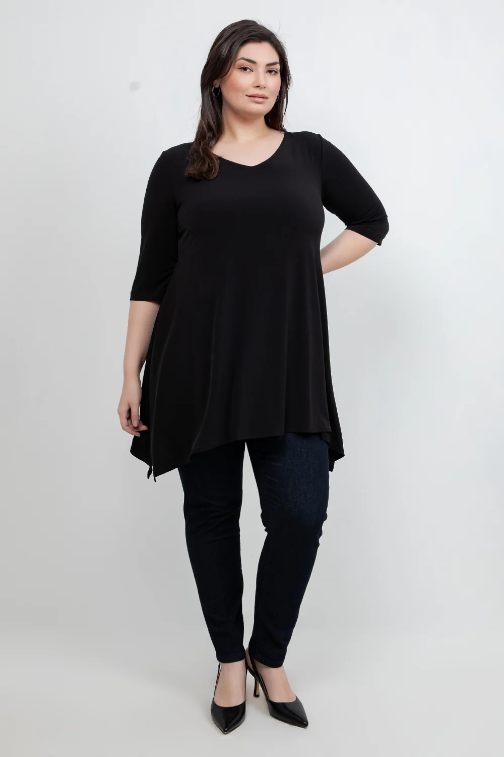 Vikki Vi Jersey Black Handkerchief Tunic - Image 6