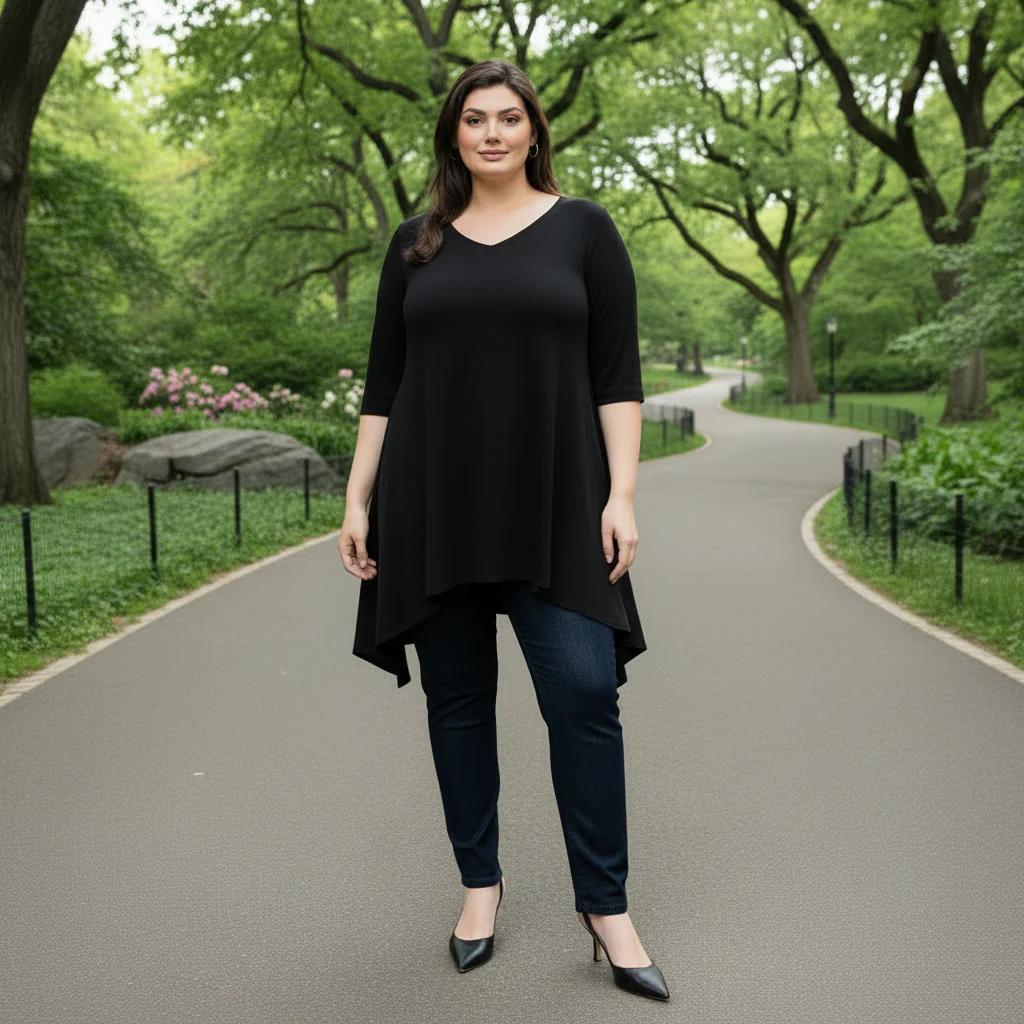 Vikki Vi Jersey Black Handkerchief Tunic - Image 7