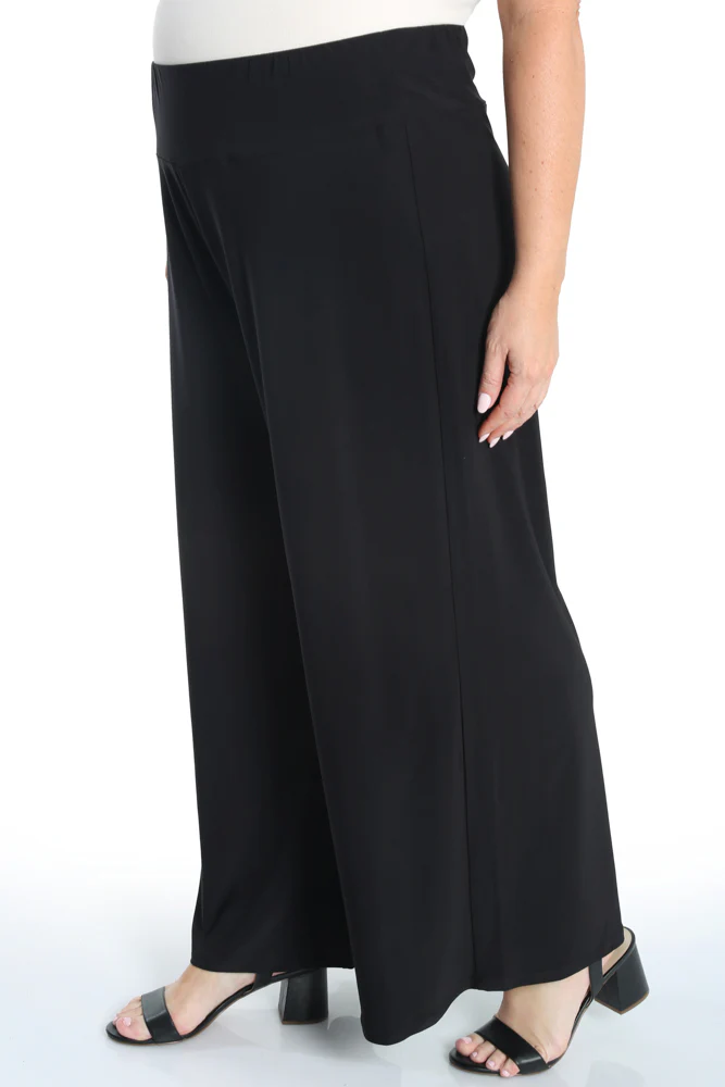 Vikki Vi Jersey Black Wide Leg Pull on Pant - Image 3