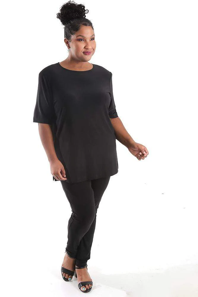 Vikki Vi Jersey Black Short Sleeve Tunic - Image 3