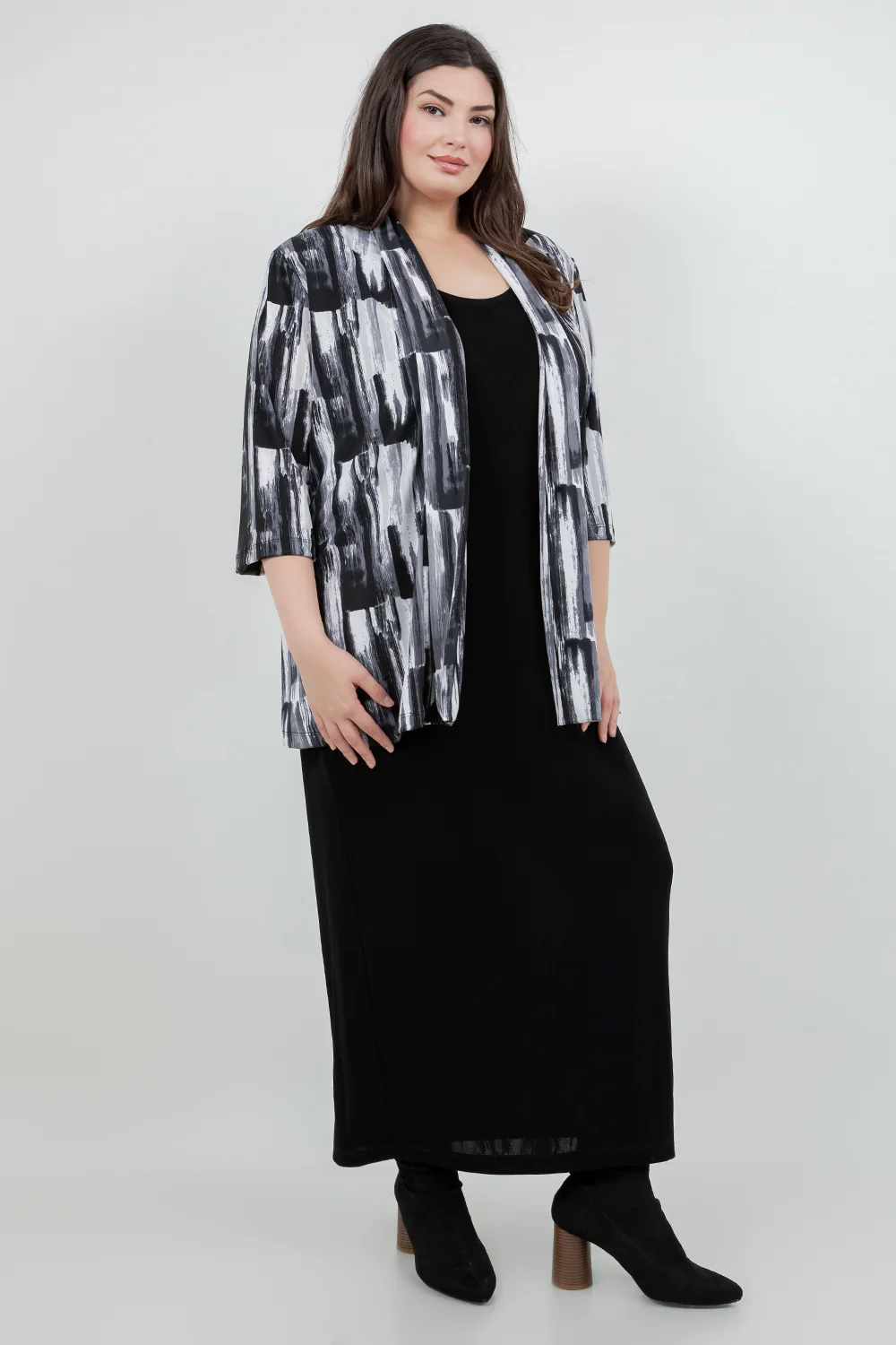 Vikki Vi Jersey Brushstroke 3/4 Sleeve Kimono Jacket - Image 4