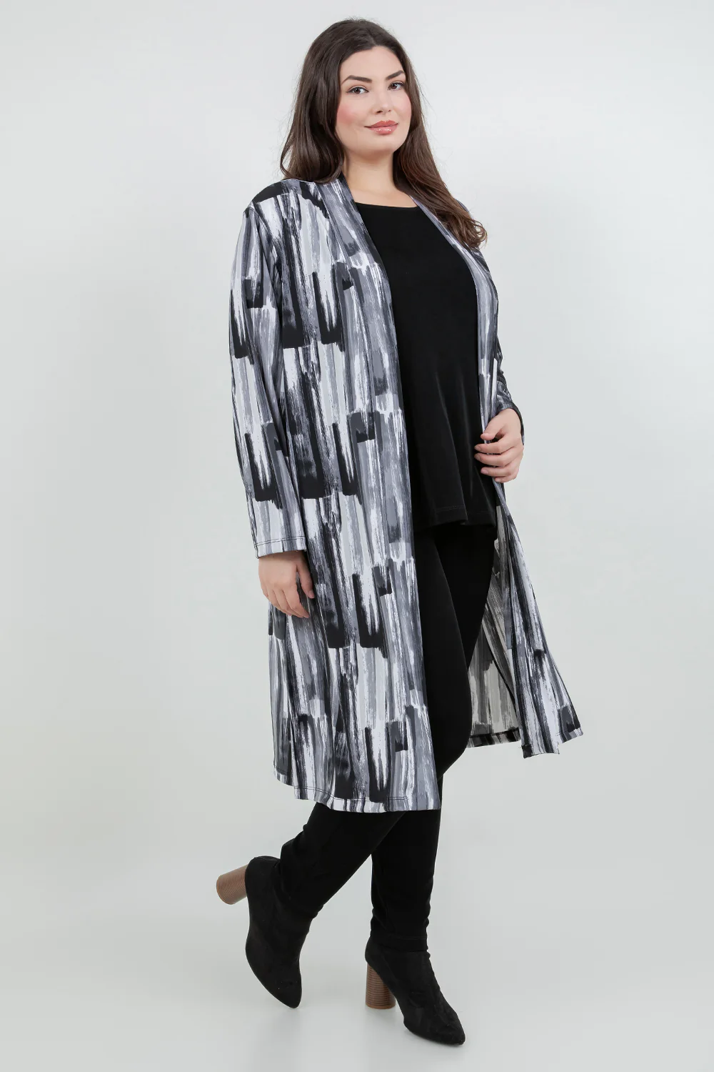 Vikki Vi Jersey Brushstroke Long Sleeve Kimono Duster - Image 3