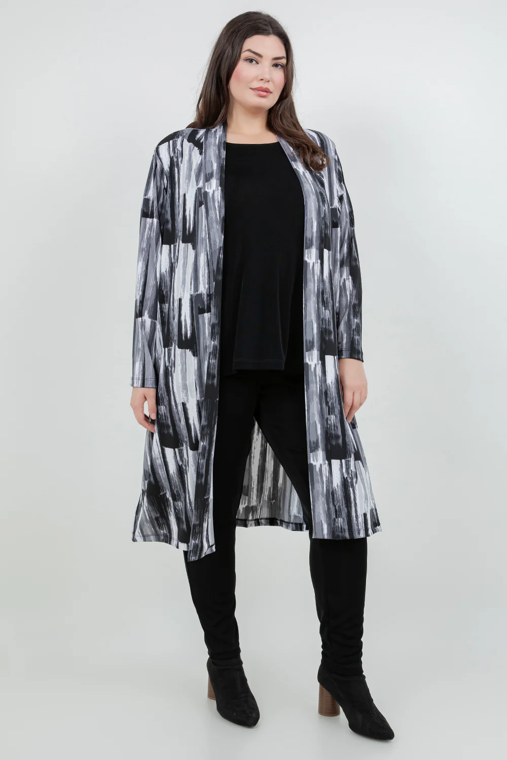 Vikki Vi Jersey Brushstroke Long Sleeve Kimono Duster - Image 4