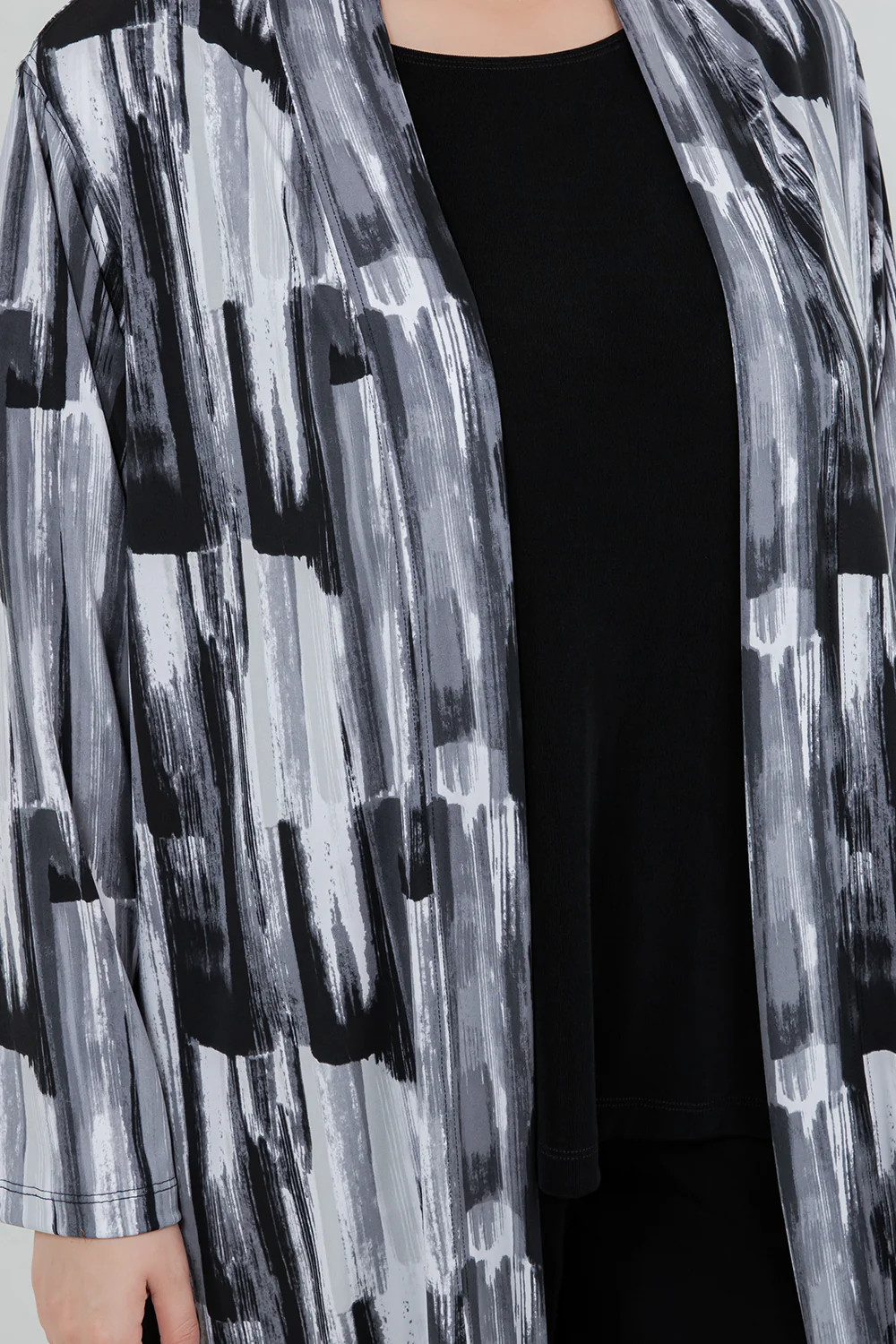 Vikki Vi Jersey Brushstroke Long Sleeve Kimono Duster - Image 7