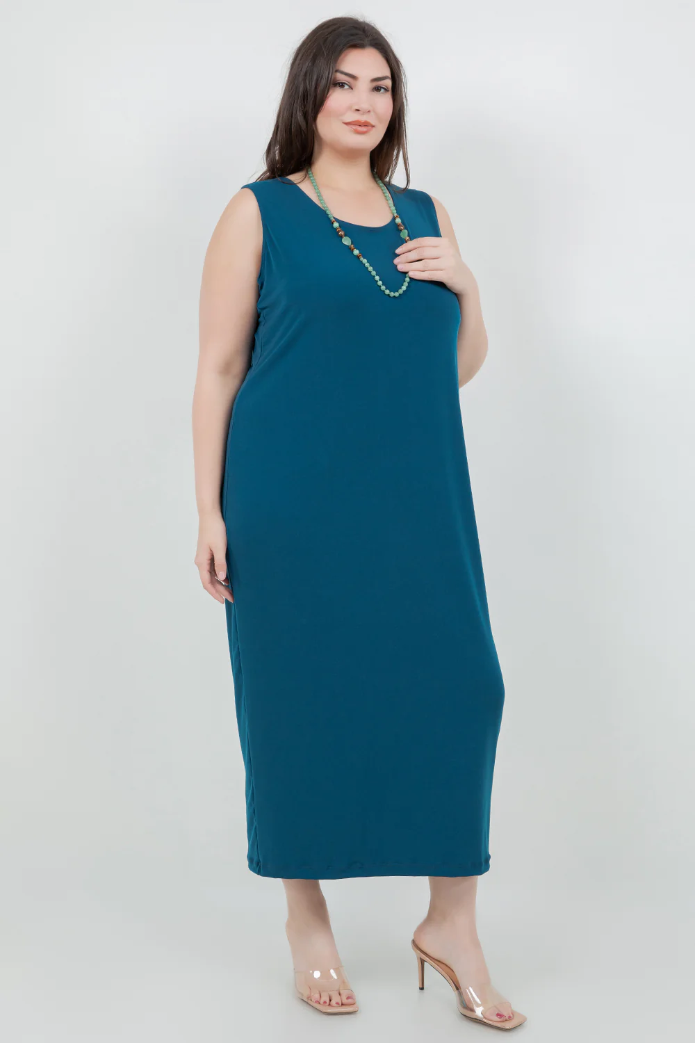 Vikki Vi Jersey Deep Teal Maxi Tank Dress - Image 3