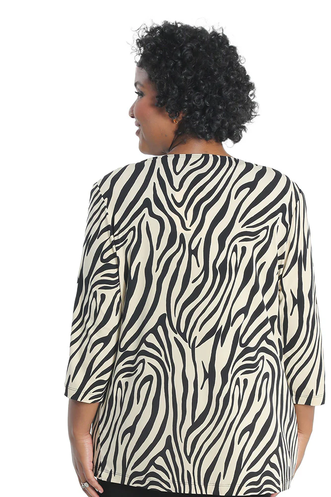 Vikki Vi Jersey Ivory Zebra 3/4 Sleeve Cardigan - Image 4