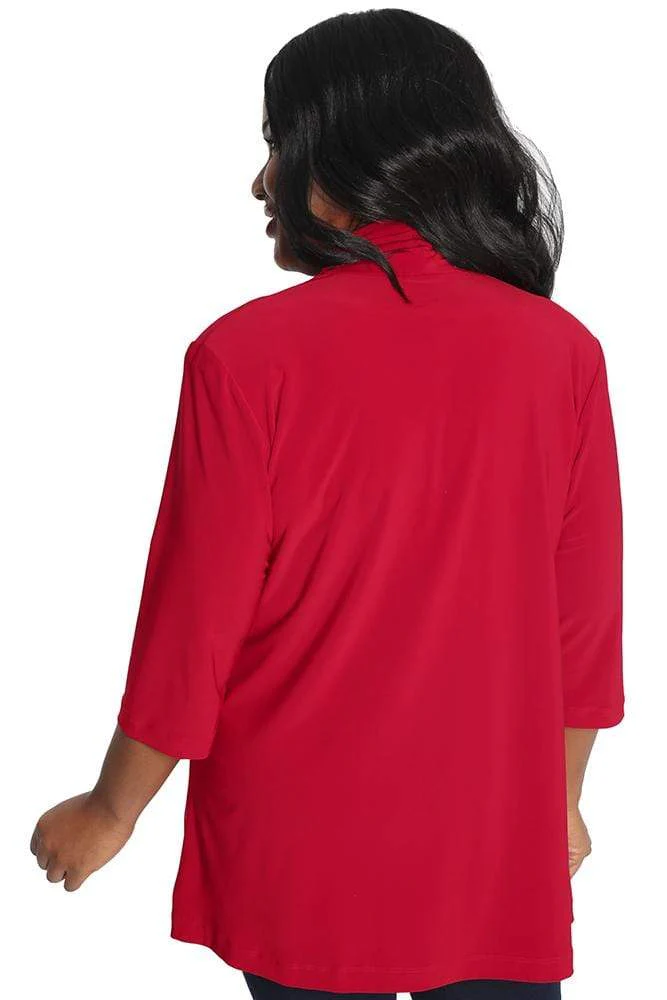 Vikki Vi Jersey Red 3/4 Sleeve Kimono Jacket - Image 3