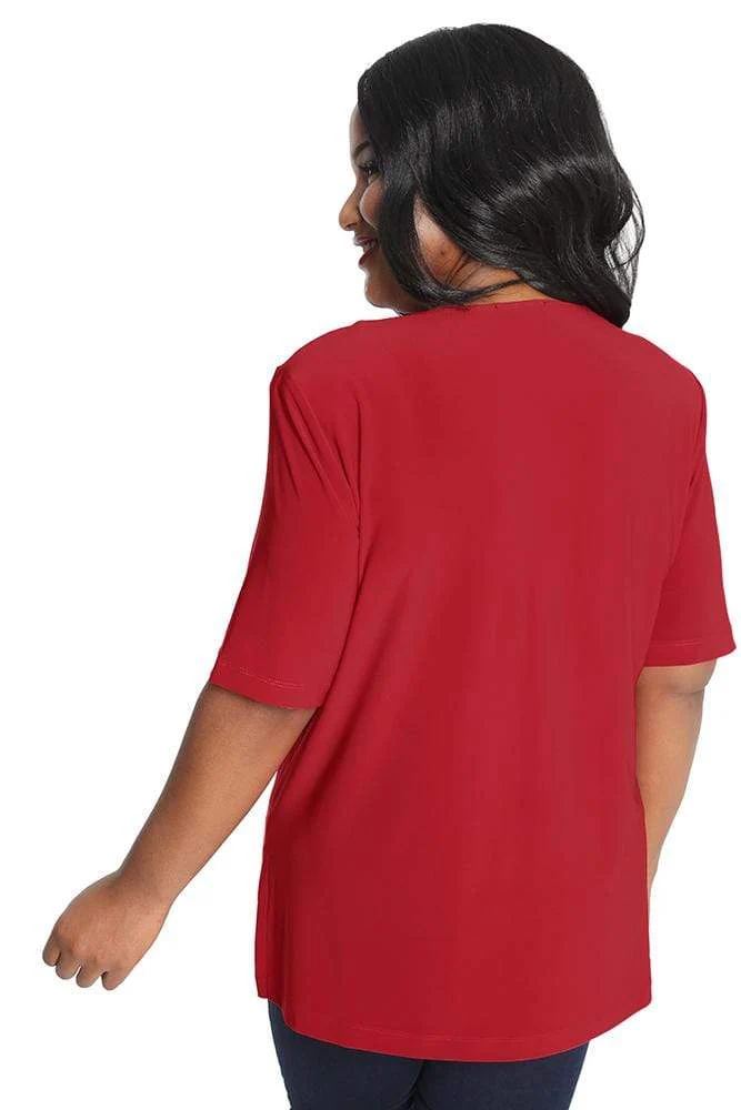 Vikki Vi Jersey Red Short Sleeve Tunic - Image 3