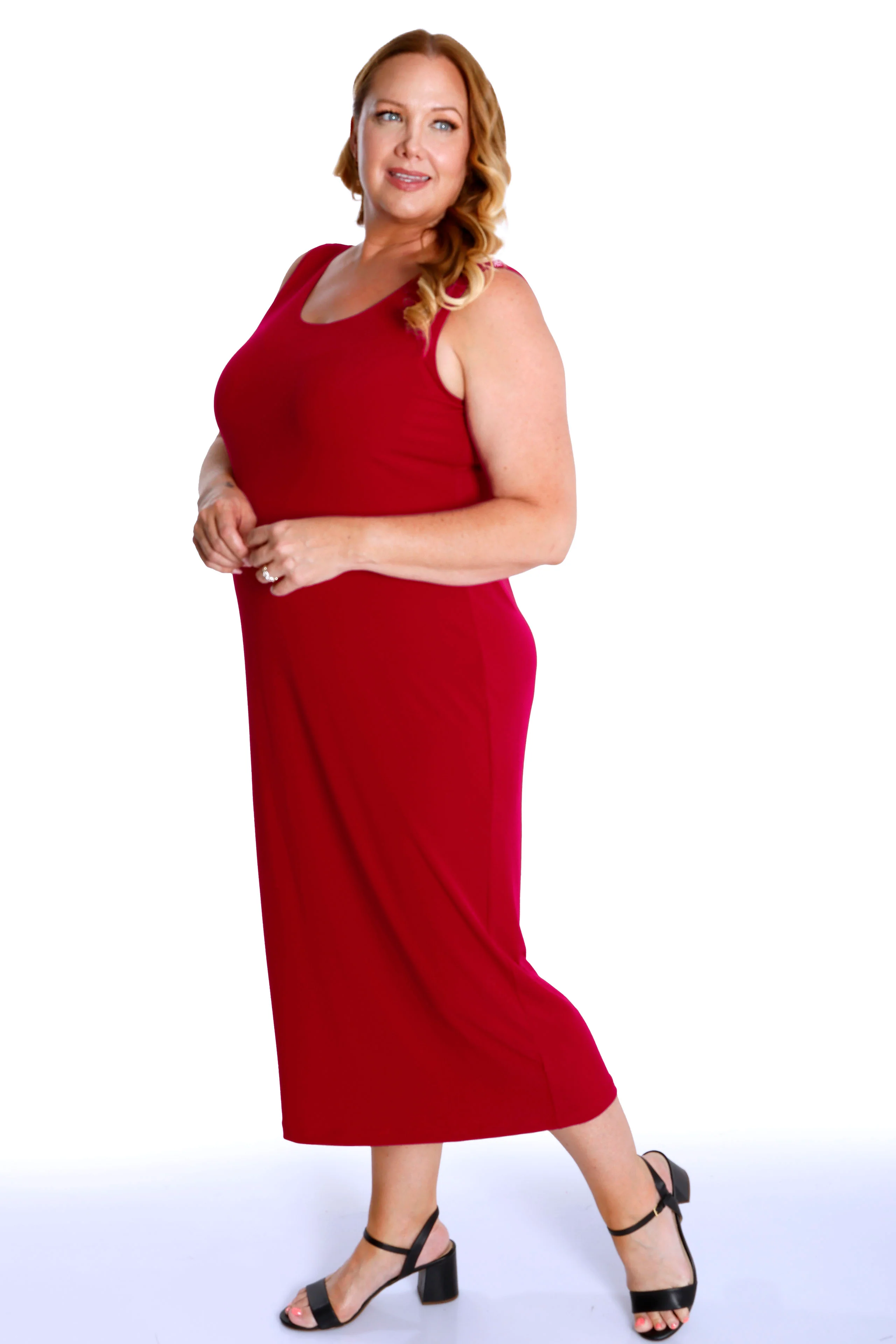 Vikki Vi Jersey Red Maxi Tank Dress - Image 3