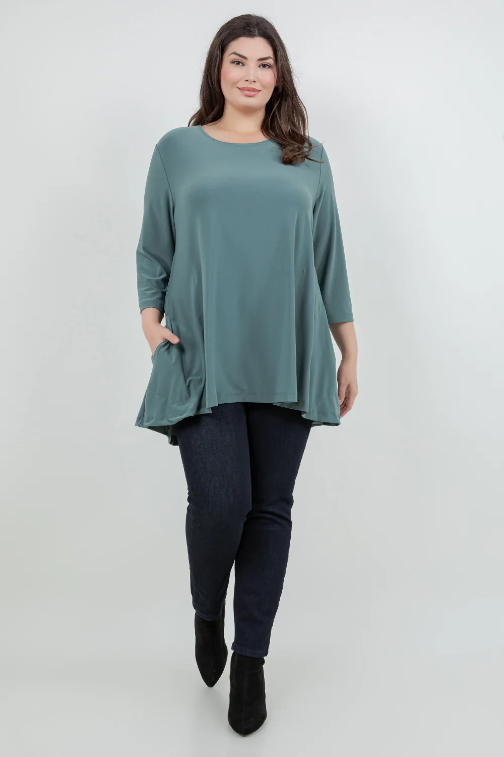 Vikki Vi Jersey Sage Pocket Swing Tunic - Image 3