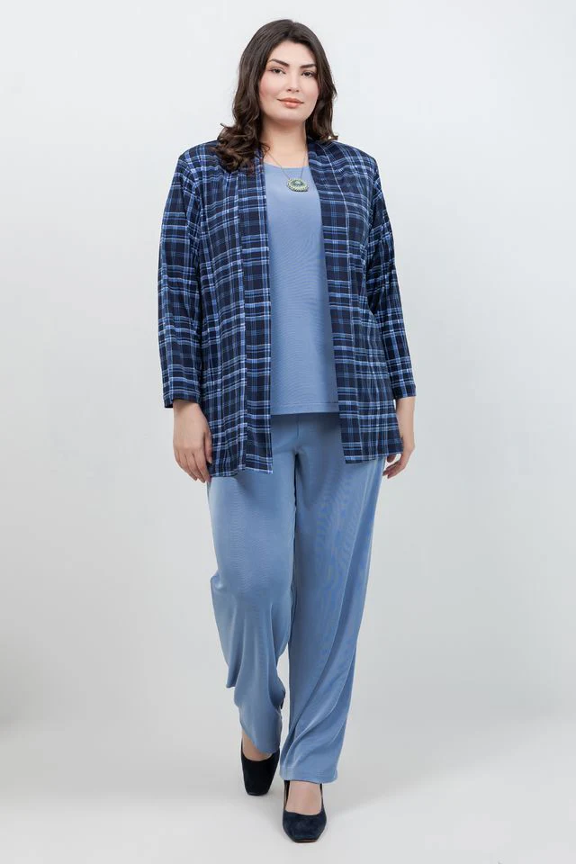 Vikki Vi Jersey Urban Plaid Kimono Jacket - Image 4
