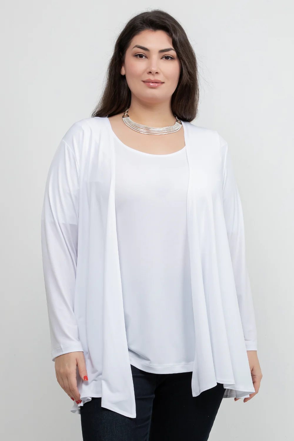Vikki Vi Jersey White Short Sleeve Top - Image 3