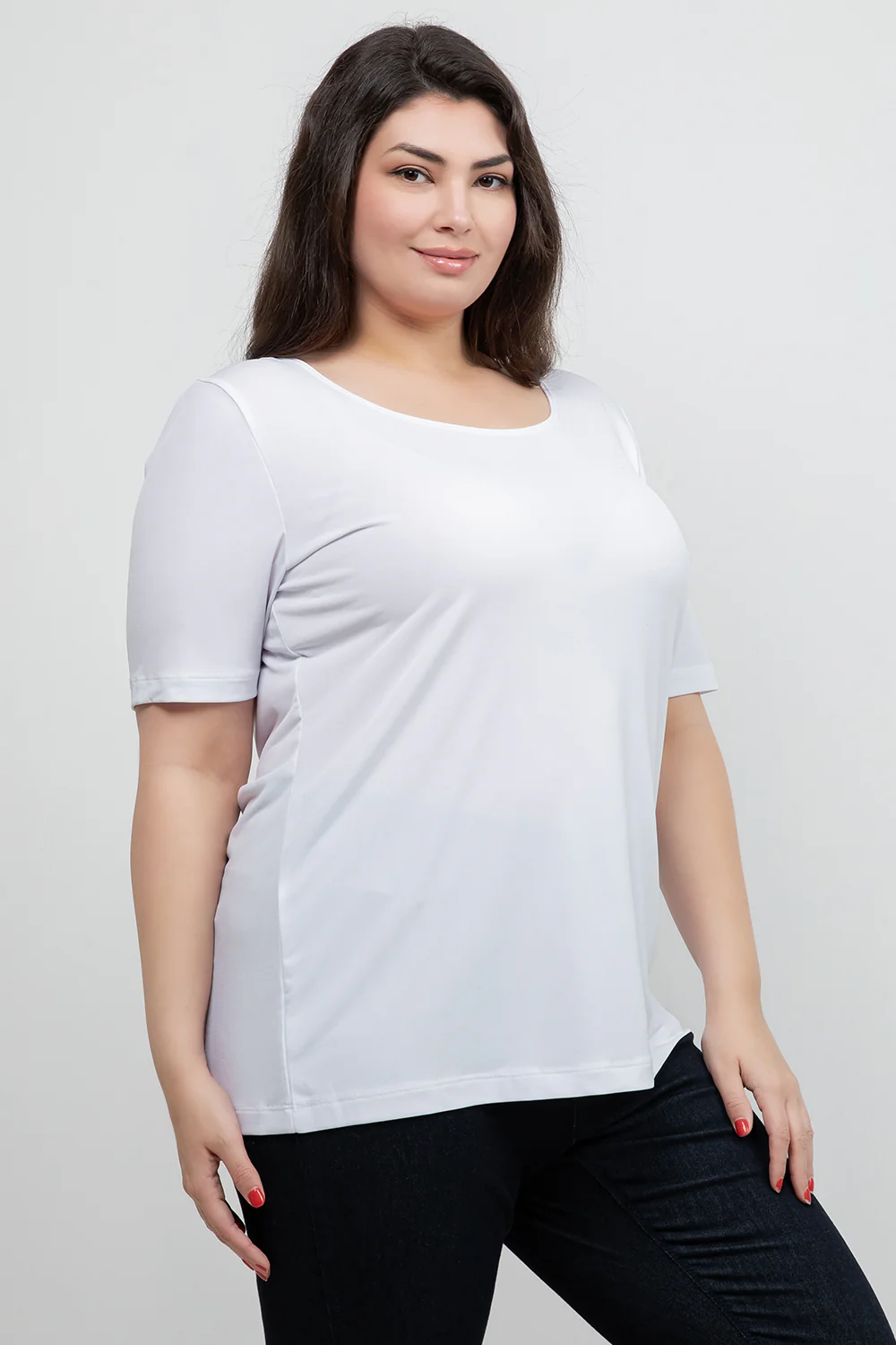 Vikki Vi Jersey White Short Sleeve Top - Image 5