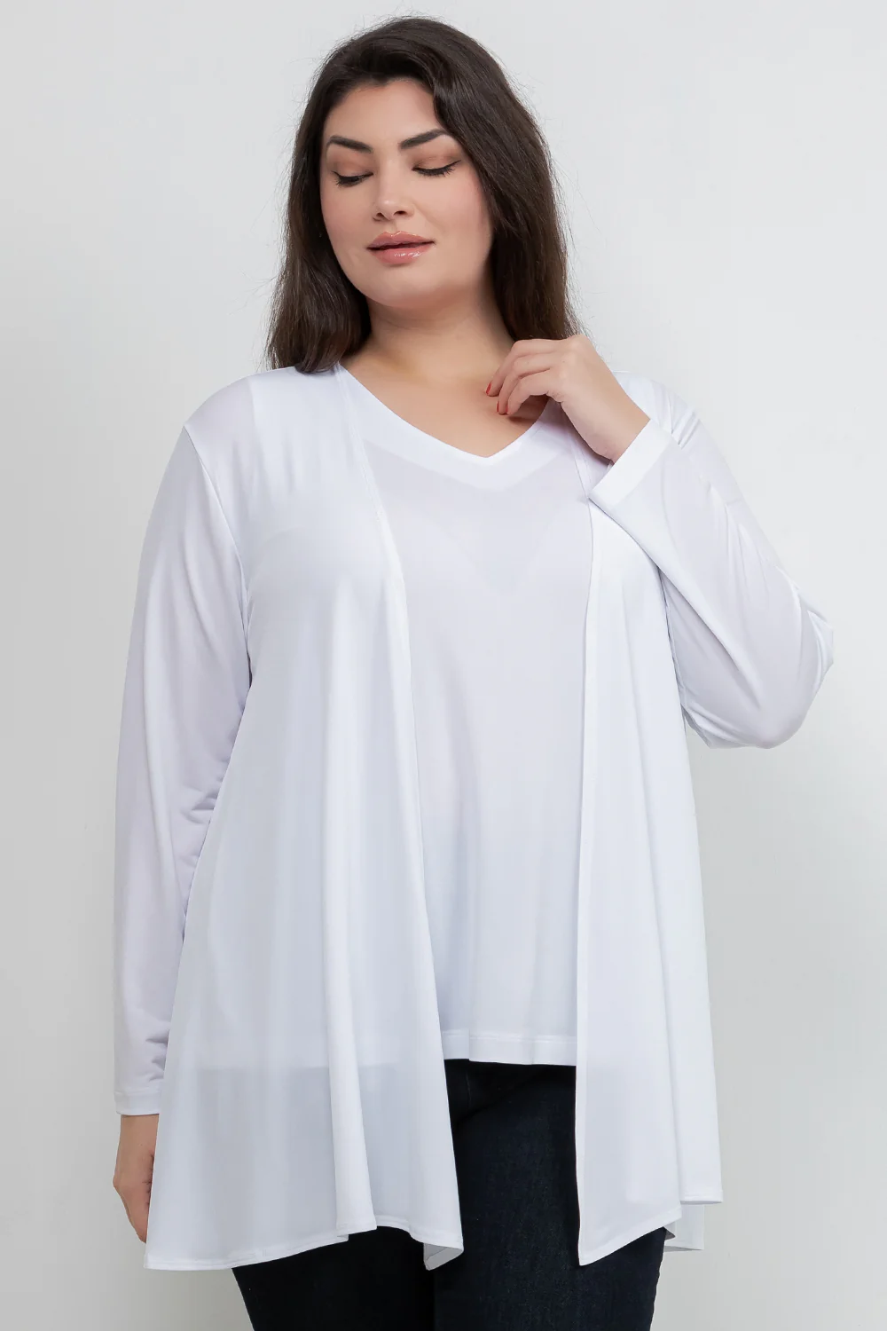 Vikki Vi Jersey White Swing Cardigan - Image 3